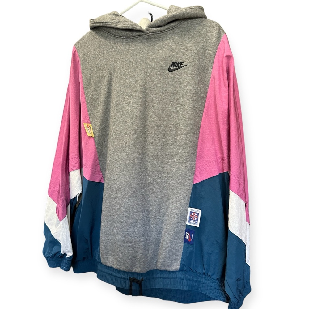 Vintage Style Retro 90s Nike Colorblock Icon Clash Hoodie